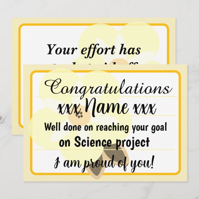 Congratulations Fantastic Effort Today Card Einladung (Vorne/Hinten)