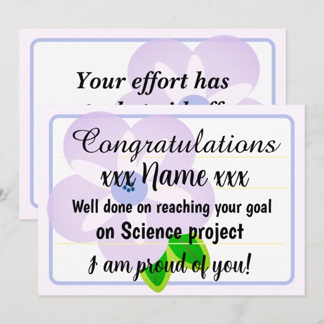 Congratulations Fantastic Effort Today Card Einladung (Vorne/Hinten)