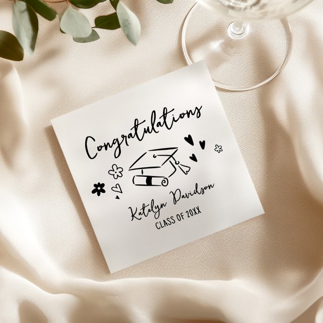 Congratulations Grad Doodle Beverage Serviette (Von Creator hochgeladen)