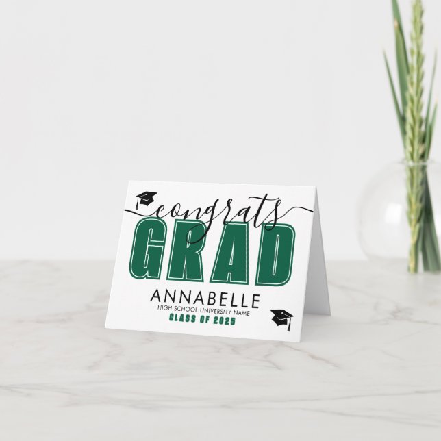 Congratulations Grad Green Graduation Karte (Vorderseite)