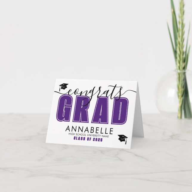 Congratulations Grad Purple Graduation Karte (Vorderseite)