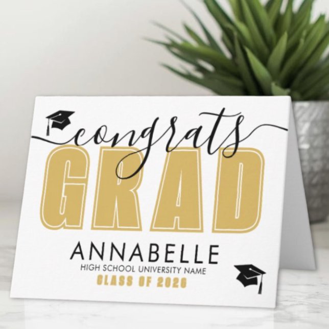 Congratulations Grad Yellow Gold Graduation Karte (Congratulations Grad Yellow Gold Graduation Card)