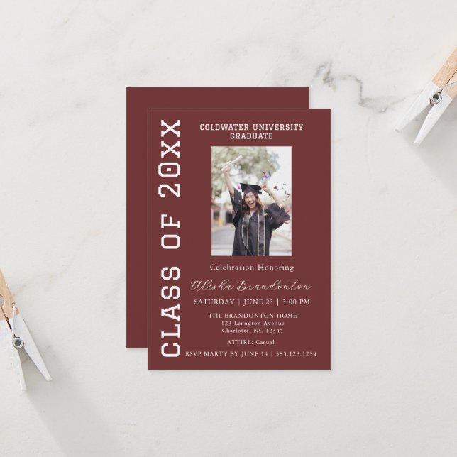 Congratulations Graduate Photo Party Invitation Einladung (Vorderseite/Rückseite Beispiel)