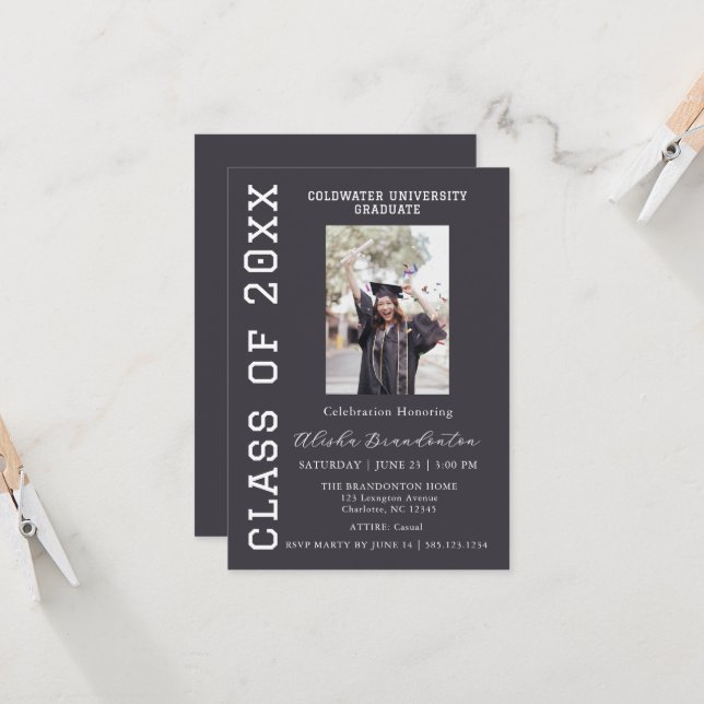 Congratulations Graduate Photo Party Invitation Einladung (Vorderseite/Rückseite Beispiel)