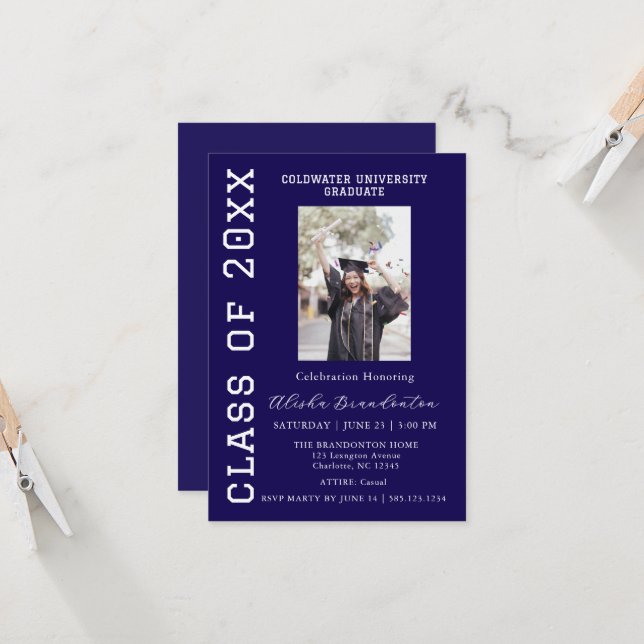 Congratulations Graduate Photo Party Invitation Einladung (Vorderseite/Rückseite Beispiel)
