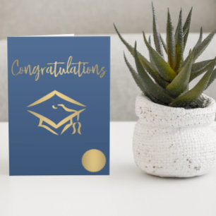 Congratulations Graduation Cap Gold Seal Metallic Karte