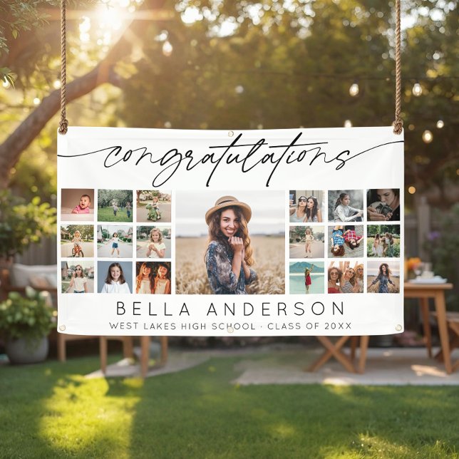Congratulations Graduation Script Photo Collage Banner (Von Creator hochgeladen)