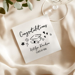 Congratulations Hand Drawn Doodle Graduation Party Serviette