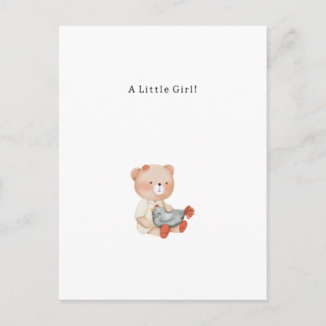 Congratulations Little Girl New Baby Birth Card Postkarte (Vorderseite)