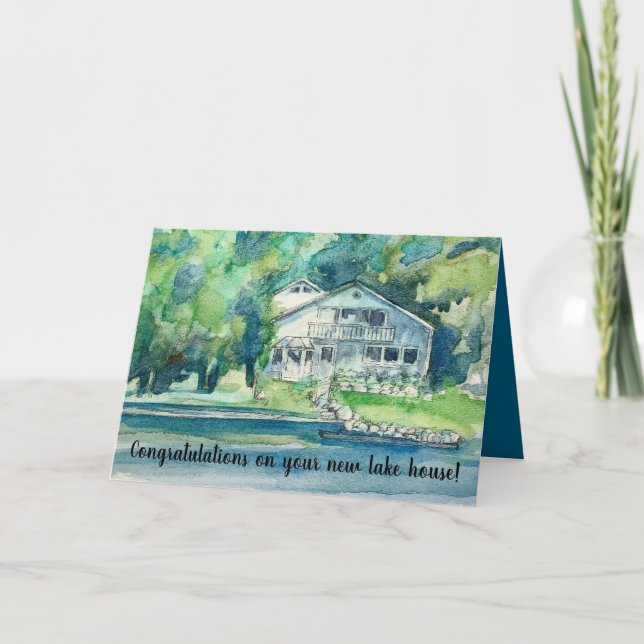 Congratulations New Home Lake House Trees Karte (Vorderseite)