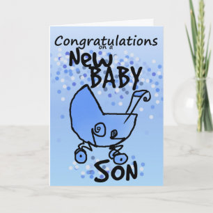CONGRATULATIONS ON A NEW BABY BOY BLUE PRAM KARTE