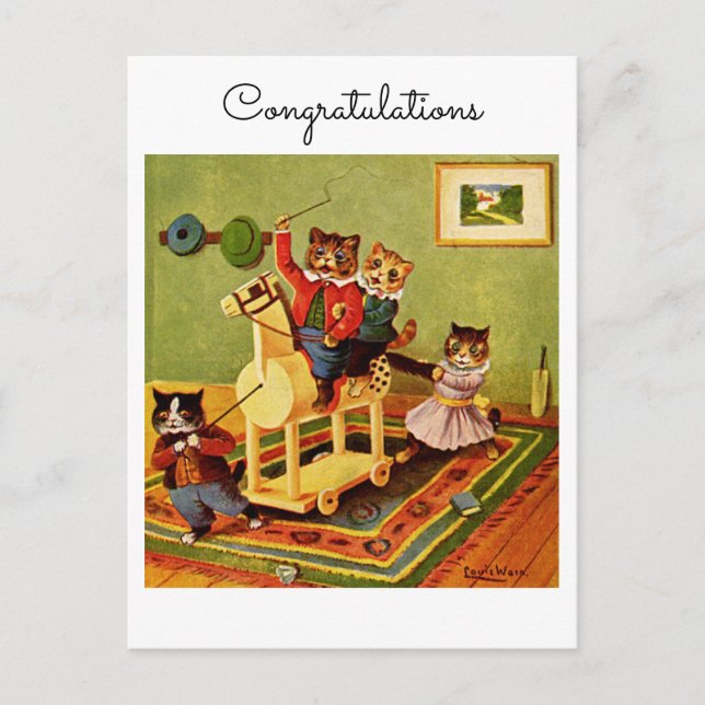 Congratulations on Your Equestrian Adventure Cats Postkarte (Vorderseite)
