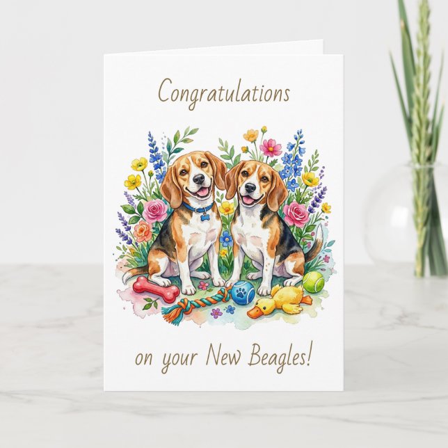 Congratulations on your New Beagles | Two Dogs Karte (Vorderseite)