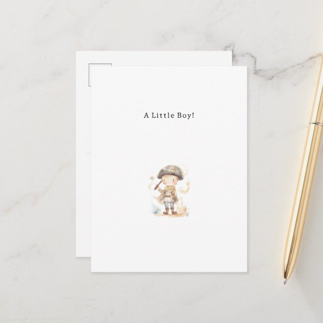 Congratulations Pirate New Baby Birth Card Postkarte (Vorderseite/Rückseite Beispiel)