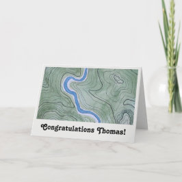 Congratulations Vintage Watercolor Topo Map Karte