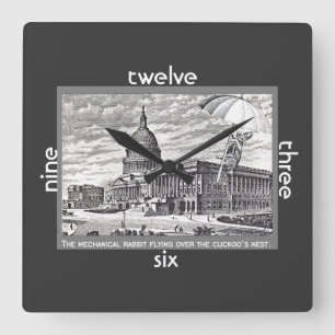 Congress is Cuckoo Mechanical Rabbit Quadratische Wanduhr