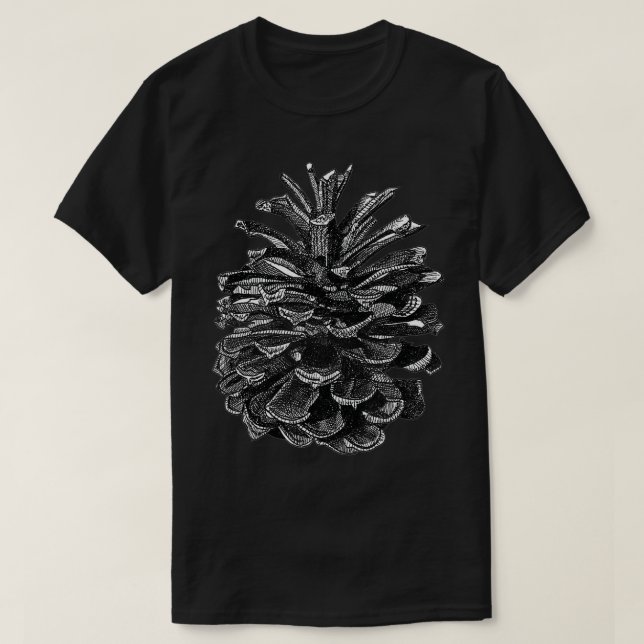 Conifer Pine Cone Woodland Walk Zeichnend T-Shirt (Design vorne)