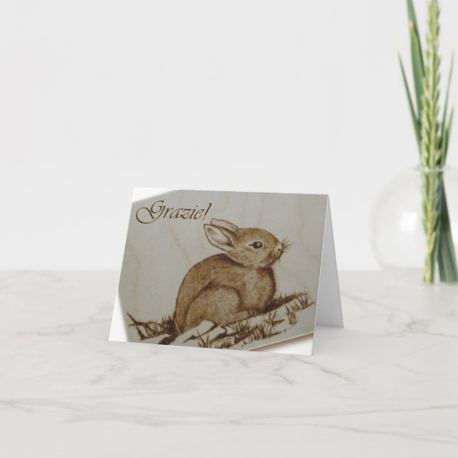 Coniglietto - Grazie! - Pirografia Dankeskarte (Vorderseite)