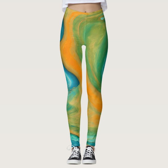 "Conil" Eine farbenfrohe Abstrakte Mischung Leggings (Vorderseite)