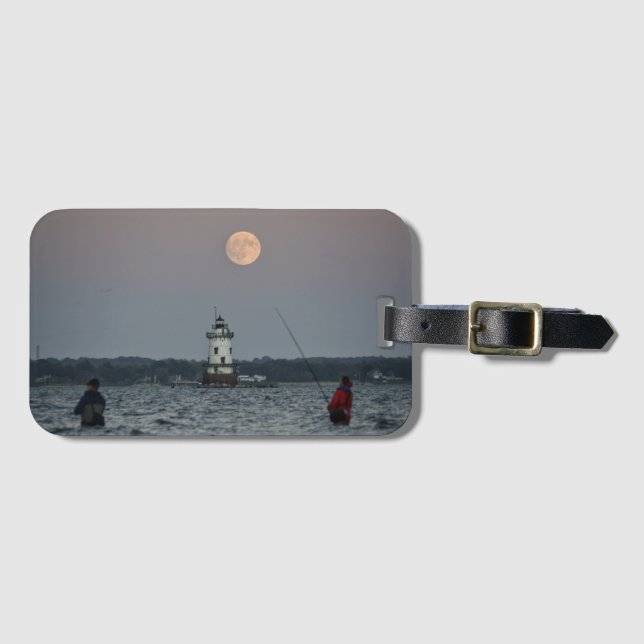 Conimicut Leuchtturm Erntedankmond Gepäckanhänger (Vorderseite (Horizontal))