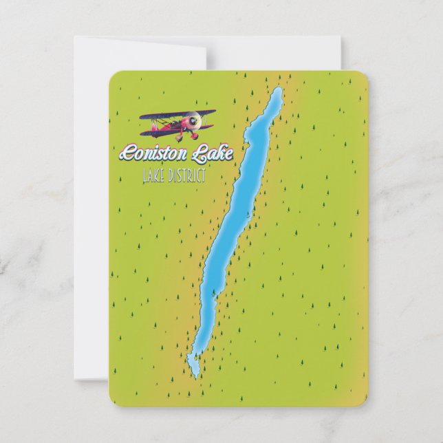 Coniston Water, Lake District, England Map (Vorderseite)