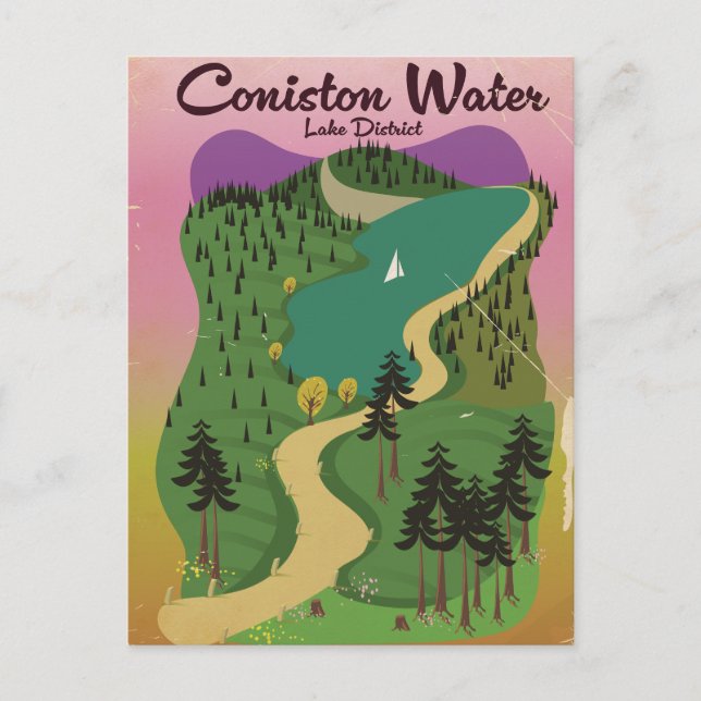 Coniston Water Lake District Postkarte (Vorderseite)