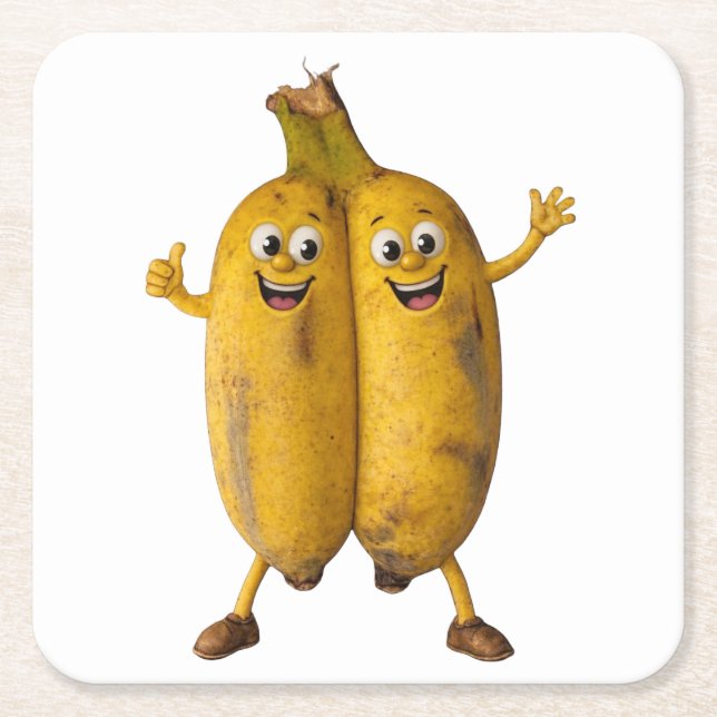 Conjoined Bananas Comedy Duo Rechteckiger Pappuntersetzer (Vorderseite)