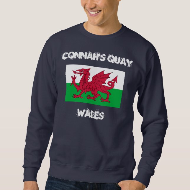 Connahs Quay, Wales mit walisischer Flagge Sweatshirt (Vorderseite)