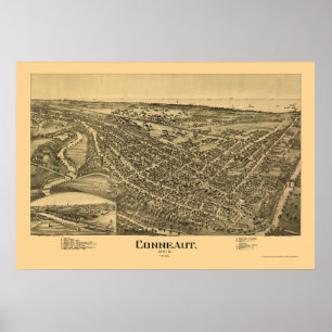 Conneaut, panoramische Karte OH- - 1896 Poster
