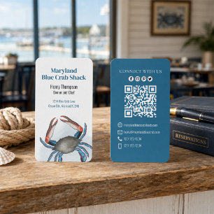 Connect With Us QR Code Blue Crab Coastal Sea Visitenkarte