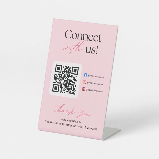 Connect With Us Social Media QR Code Business  Sockelschild (Vorderseite)