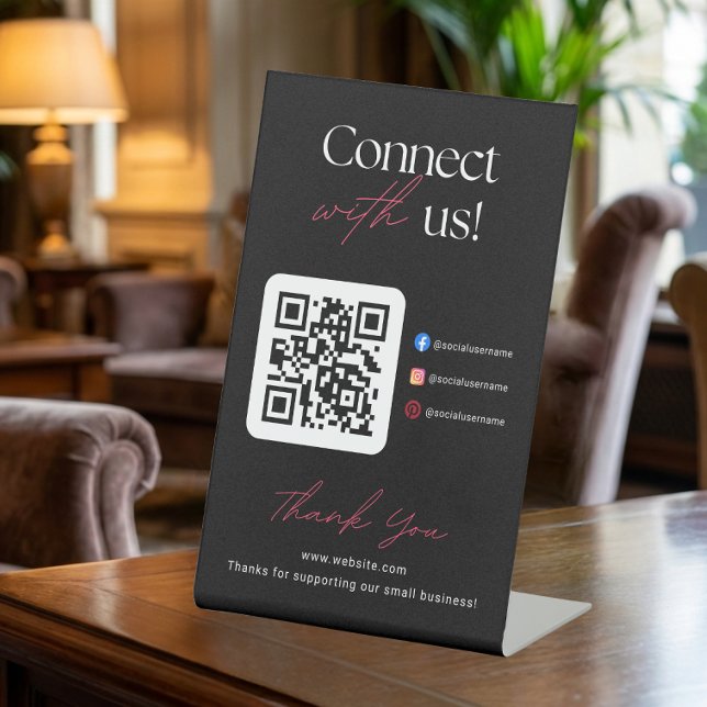 Connect With Us Social Media QR Code Business  Sockelschild (Von Creator hochgeladen)