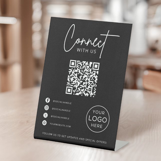 Connect With Us Social Media QR Code Business Sockelschild (Von Creator hochgeladen)
