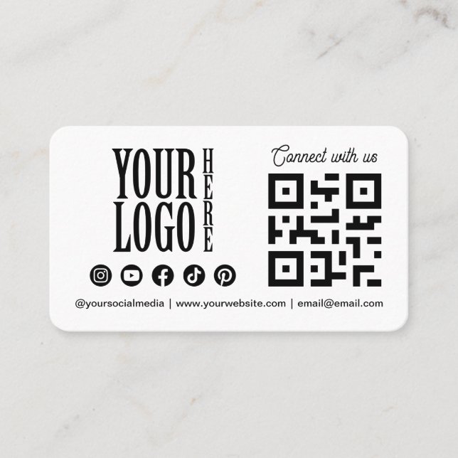 Connect with us Social Media QR Code whit Business Visitenkarte (Vorderseite)