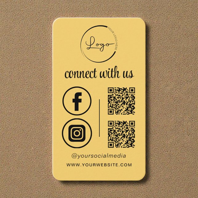 Connect With Us Yellow QR Code Visitenkarte (Von Creator hochgeladen)