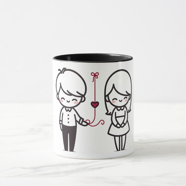 Connected by Love” Cute Couple Mug Tasse (Zentrum)