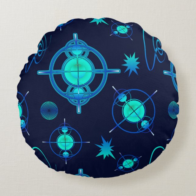 Connected Minds Pattern Rundes Kissen (Vorderseite)