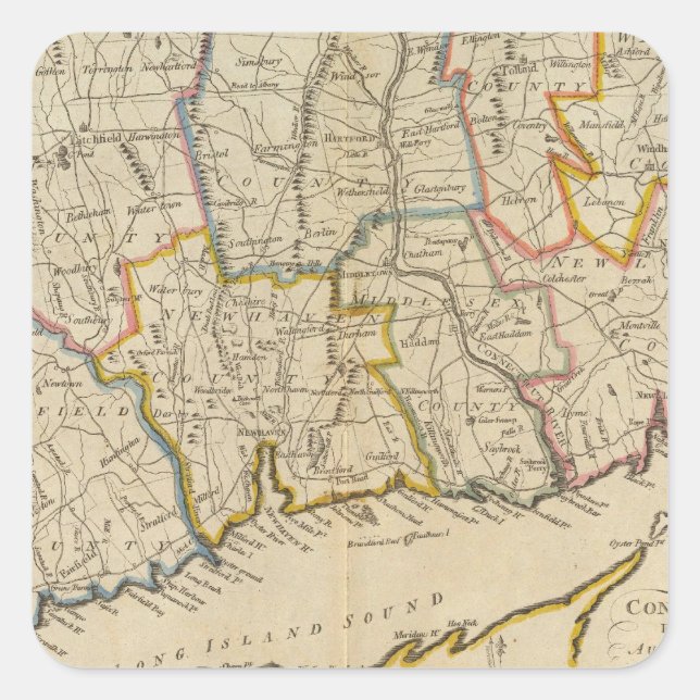 Connecticut 10 quadratischer aufkleber (Vorderseite)
