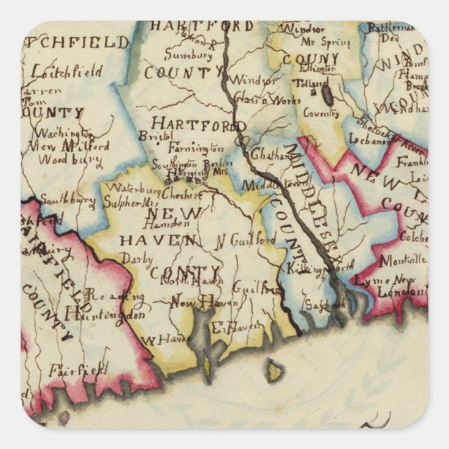 Connecticut 11 quadratischer aufkleber (Vorderseite)