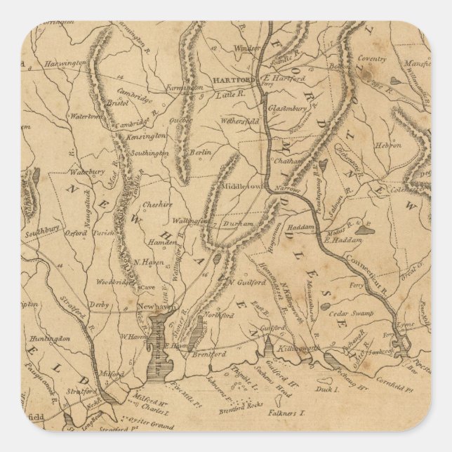 Connecticut 12 quadratischer aufkleber (Vorderseite)