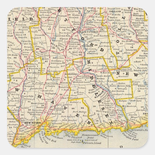 Connecticut 14 quadratischer aufkleber (Vorderseite)