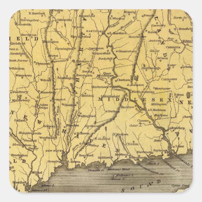 Connecticut 4 quadratischer aufkleber (Vorderseite)