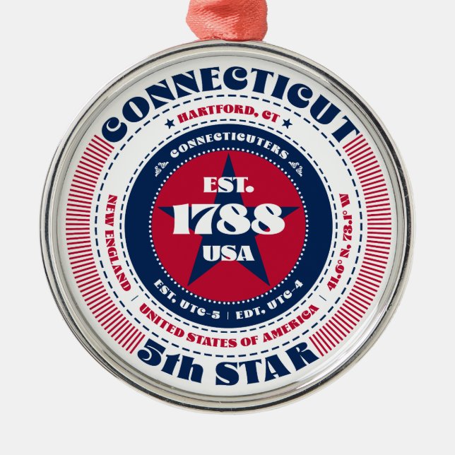 Connecticut 5. Staat Weihnachtsschmuck (Vorne)