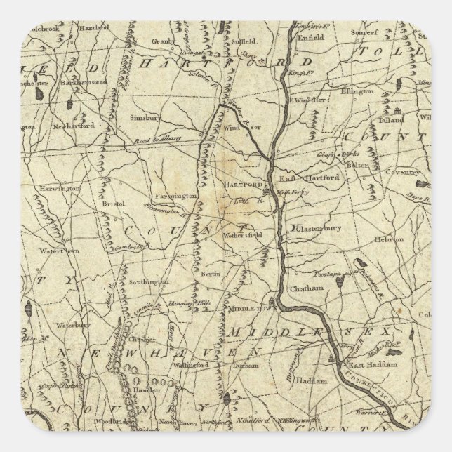 Connecticut 7 quadratischer aufkleber (Vorderseite)