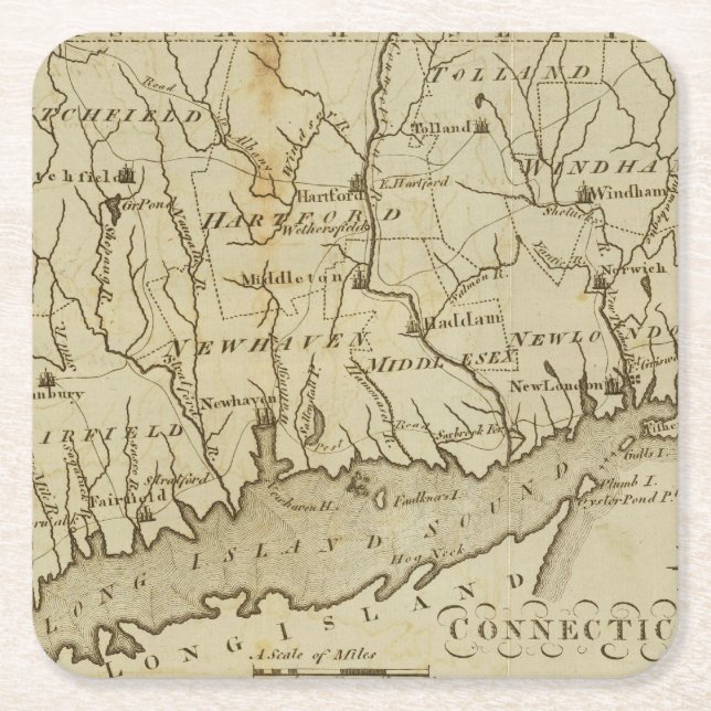 Connecticut 8 rechteckiger pappuntersetzer (Vorderseite)