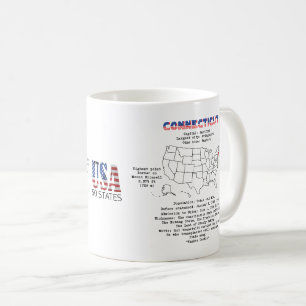 Connecticut American Staat auf einer Karte und Ein Kaffeetasse