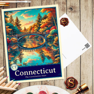 Connecticut   Anime Style Cel Schattenkarte Postkarte