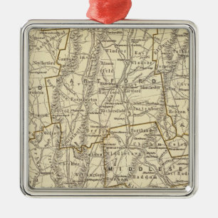 Connecticut Atlas-Karte Silbernes Ornament