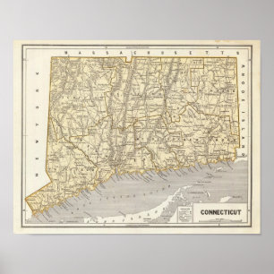 Connecticut Atlas Map Poster
