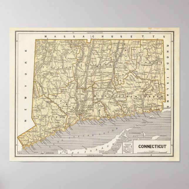 Connecticut Atlas Map Poster (Vorne)